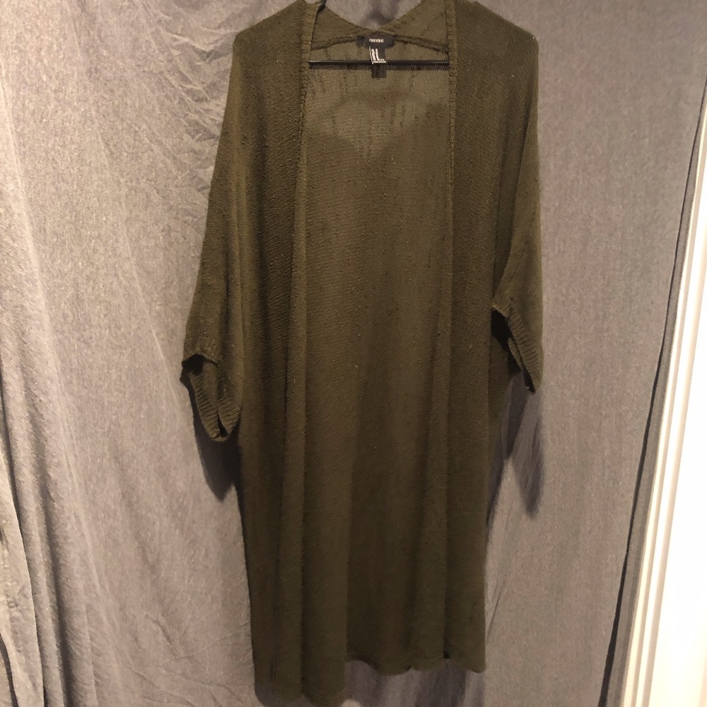 Green Short Sleeved Sweater Cardigan | Forever 21
